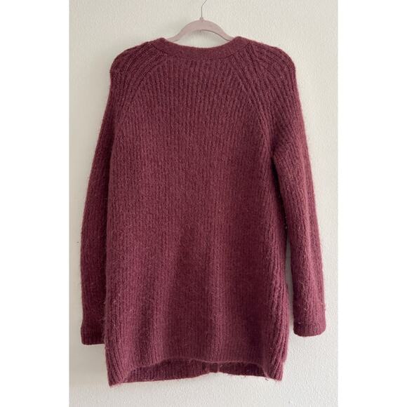 Wilfred Maroon Longline Button Front Mohair Wool Blend Cardigan XS - Picture 2 of 9